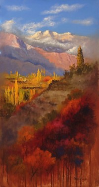 Tahir Bilal Ummi, 24 x 48 Inch, Oil on Canvas, Landscape Painting, AC-TBL-104